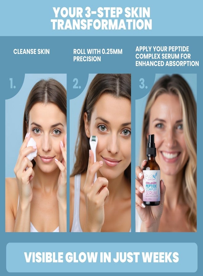 إيفا ناتشورالز مجموعة سيروم إيفا ناتشورالز ببتيد كومبلكس + ديرما رولر بإبر دقيقة - أداة ديرما تيتانيوم 0.25 مم للوجه وفروة الرأس مع سيروم ببتيد للوجه وديرما رولر - Image 4